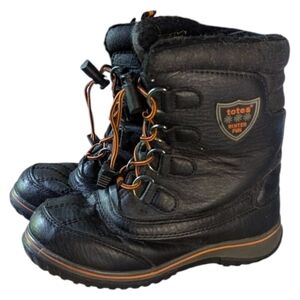 Totes Black and Orange Snow Boots 12 Kids Youth